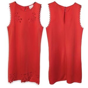 Romeo & Juliet Couture Coral Cutout Floral Dress Sleeveless Pink Orange Medium